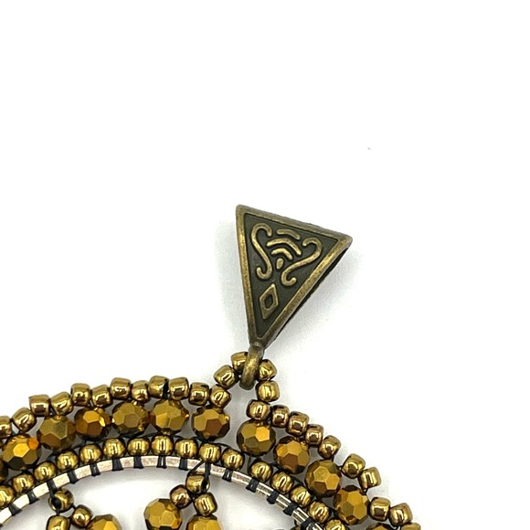 HAND CRAFTED Statement Pendant with Bronze Gold and Purple - Picture 8 of 11